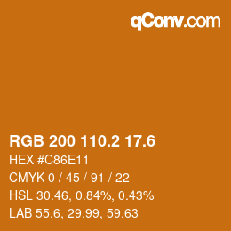 カラーコード: RGB 200 110.2 17.6 | qconv.com