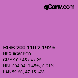 カラーコード: RGB 200 110.2 192.6 | qconv.com