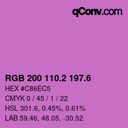 カラーコード: RGB 200 110.2 197.6 | qconv.com