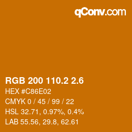 カラーコード: RGB 200 110.2 2.6 | qconv.com