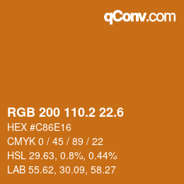 カラーコード: RGB 200 110.2 22.6 | qconv.com