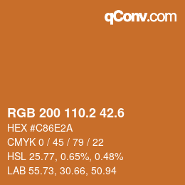 カラーコード: RGB 200 110.2 42.6 | qconv.com