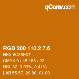 カラーコード: RGB 200 110.2 7.6 | qconv.com