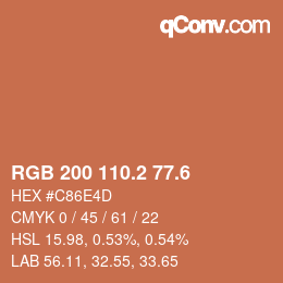 カラーコード: RGB 200 110.2 77.6 | qconv.com