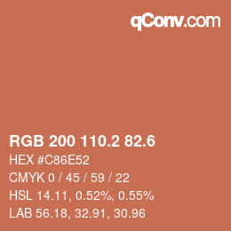 カラーコード: RGB 200 110.2 82.6 | qconv.com