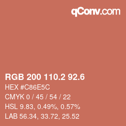 カラーコード: RGB 200 110.2 92.6 | qconv.com