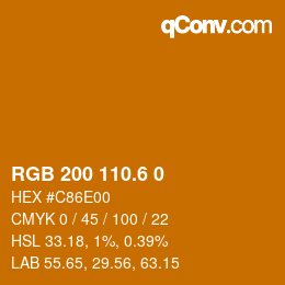 カラーコード: RGB 200 110.6 0 | qconv.com