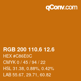 カラーコード: RGB 200 110.6 12.6 | qconv.com