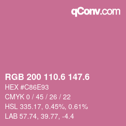 カラーコード: RGB 200 110.6 147.6 | qconv.com