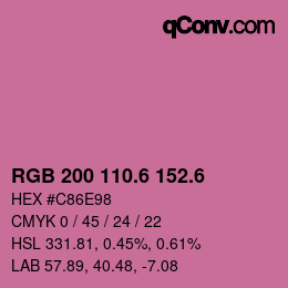 カラーコード: RGB 200 110.6 152.6 | qconv.com