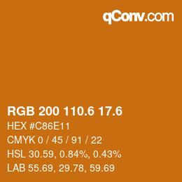 カラーコード: RGB 200 110.6 17.6 | qconv.com