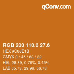 カラーコード: RGB 200 110.6 27.6 | qconv.com