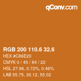 カラーコード: RGB 200 110.6 32.6 | qconv.com
