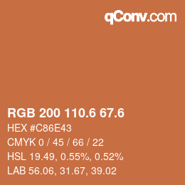 カラーコード: RGB 200 110.6 67.6 | qconv.com