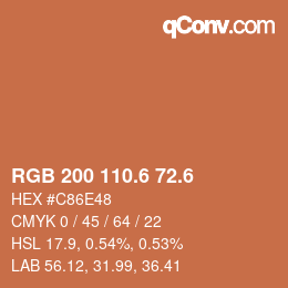 カラーコード: RGB 200 110.6 72.6 | qconv.com