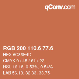 カラーコード: RGB 200 110.6 77.6 | qconv.com