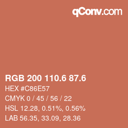 カラーコード: RGB 200 110.6 87.6 | qconv.com