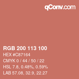 カラーコード: RGB 200 113 100 | qconv.com
