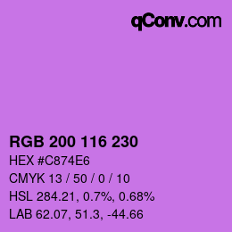 カラーコード: RGB 200 116 230 | qconv.com