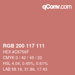 Color code: RGB 200 117 111 | qconv.com