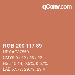 カラーコード: RGB 200 117 89 | qconv.com