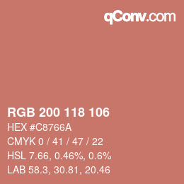 Color code: RGB 200 118 106 | qconv.com