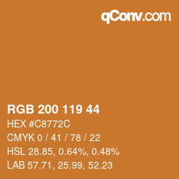 Farbcode: RGB 200 119 44 | qconv.com
