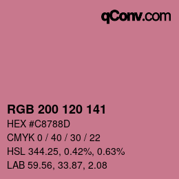 Color code: RGB 200 120 141 | qconv.com