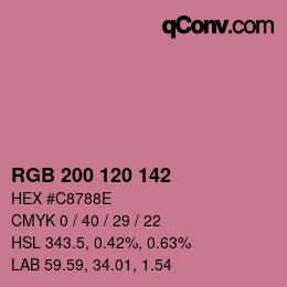 Color code: RGB 200 120 142 | qconv.com