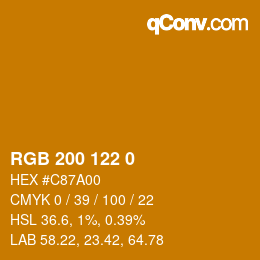 Color code: RGB 200 122 0 | qconv.com