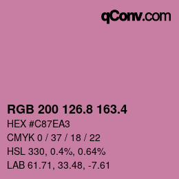 カラーコード: RGB 200 126.8 163.4 | qconv.com