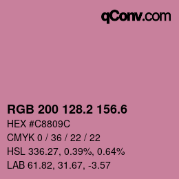 カラーコード: RGB 200 128.2 156.6 | qconv.com