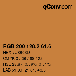 カラーコード: RGB 200 128.2 61.6 | qconv.com