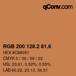 カラーコード: RGB 200 128.2 81.6 | qconv.com