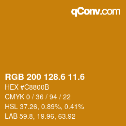 カラーコード: RGB 200 128.6 11.6 | qconv.com