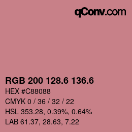 カラーコード: RGB 200 128.6 136.6 | qconv.com