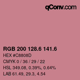 カラーコード: RGB 200 128.6 141.6 | qconv.com