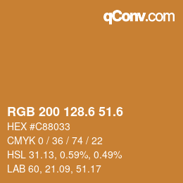 カラーコード: RGB 200 128.6 51.6 | qconv.com