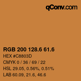 カラーコード: RGB 200 128.6 61.6 | qconv.com