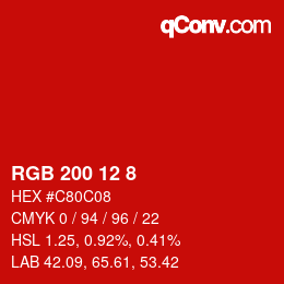 Color code: RGB 200 12 8 | qconv.com