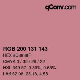 颜色代码: RGB 200 131 143 | qconv.com