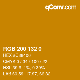 Color code: RGB 200 132 0 | qconv.com