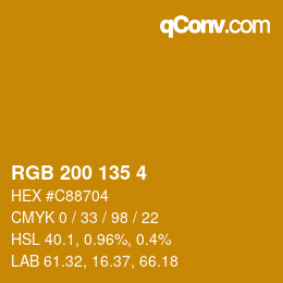 Color code: RGB 200 135 4 | qconv.com