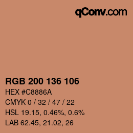 Color code: RGB 200 136 106 | qconv.com