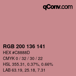 Color code: RGB 200 136 141 | qconv.com
