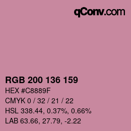 Color code: RGB 200 136 159 | qconv.com