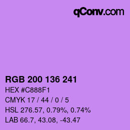 Color code: RGB 200 136 241 | qconv.com