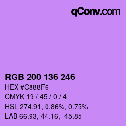 Color code: RGB 200 136 246 | qconv.com