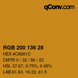 Color code: RGB 200 136 28 | qconv.com