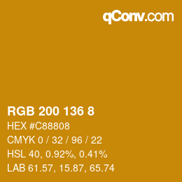 Color code: RGB 200 136 8 | qconv.com